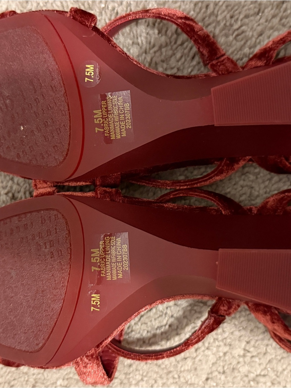 Gianni Bini Burgundy Velvet Strappy Wedge Sandals - Picture 3 of 3